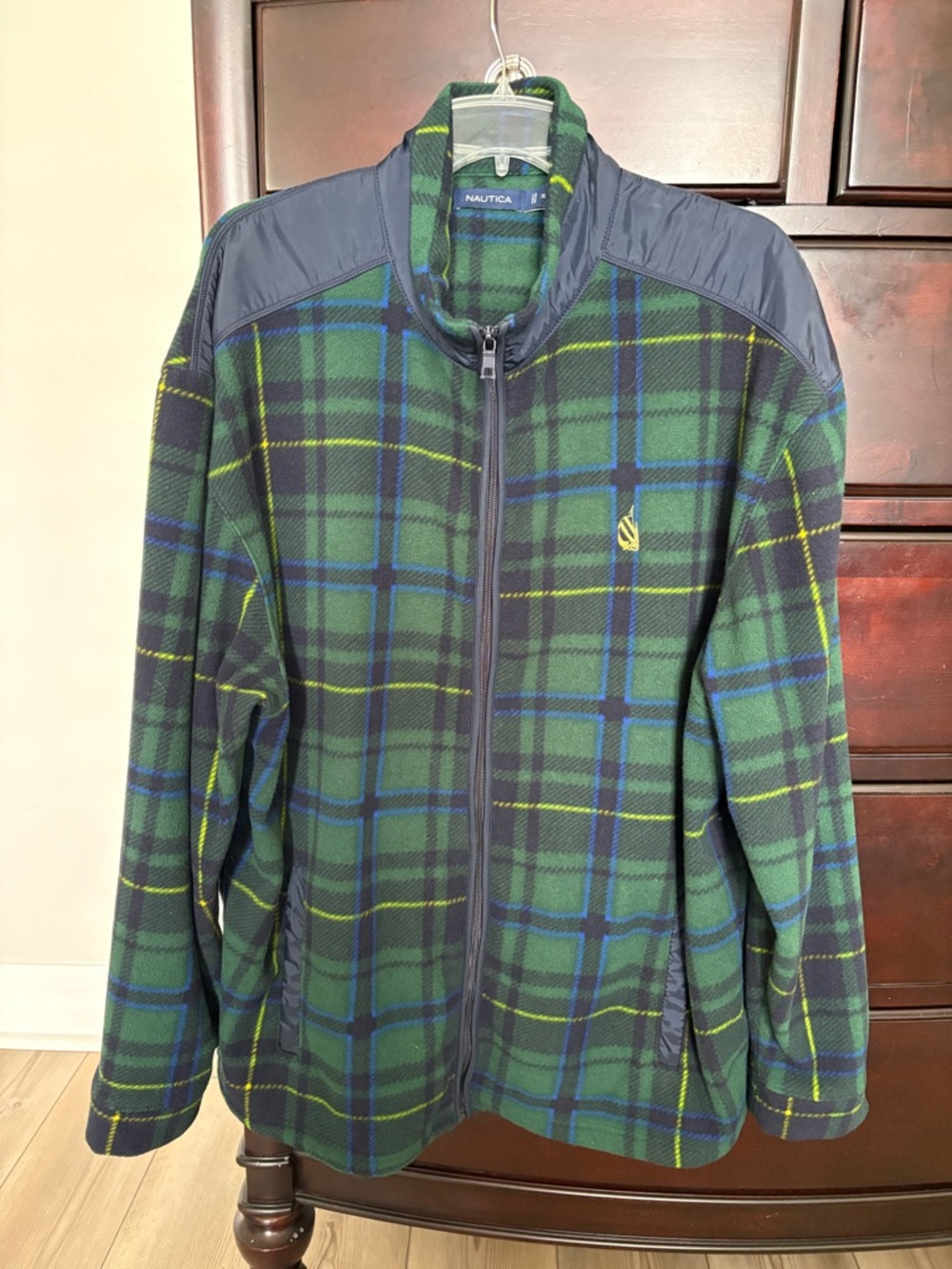 Nautica Green Plaid Full-Zip Fleece Jacket XL